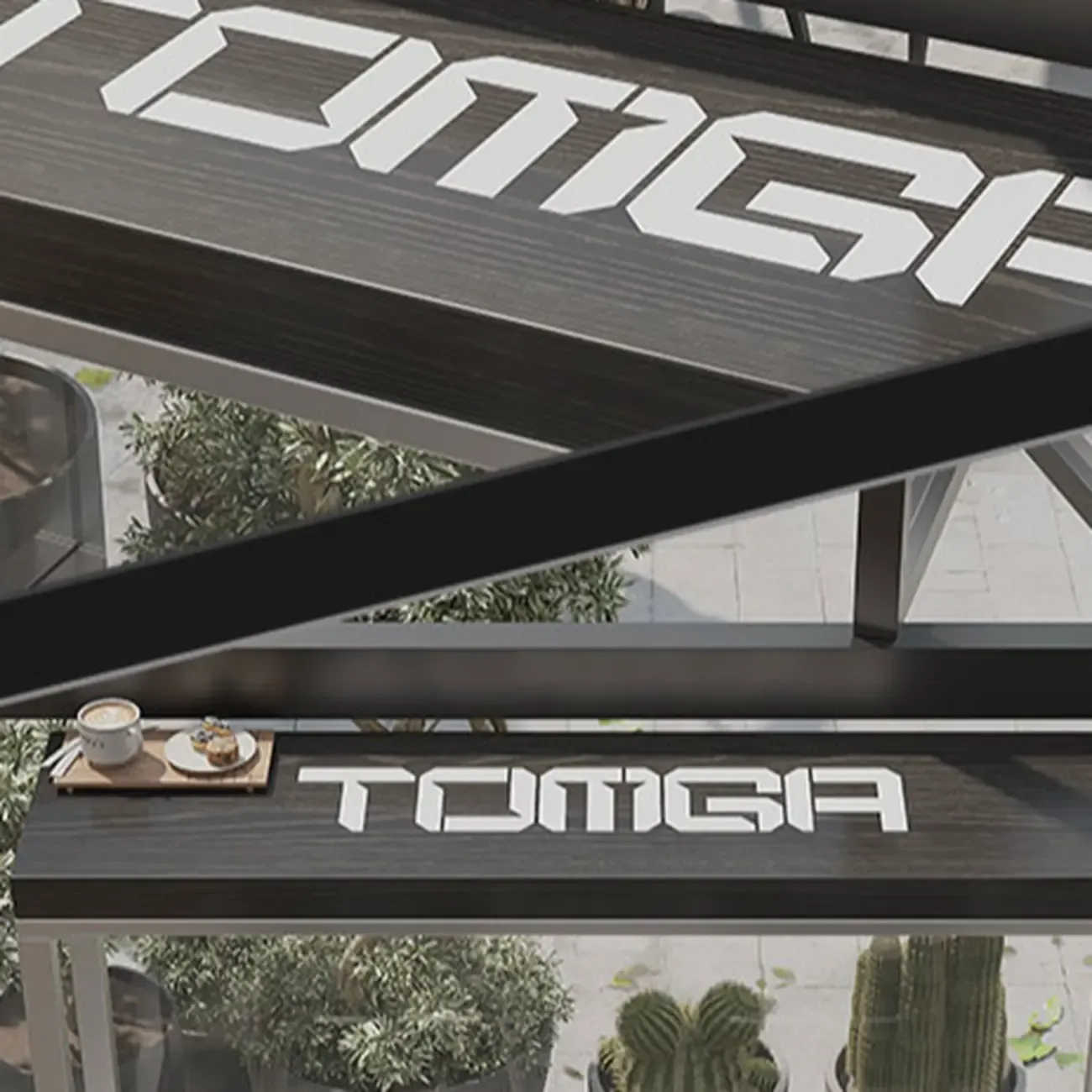 Steampunk Midnight Black Bar Table Set with Backless Stools