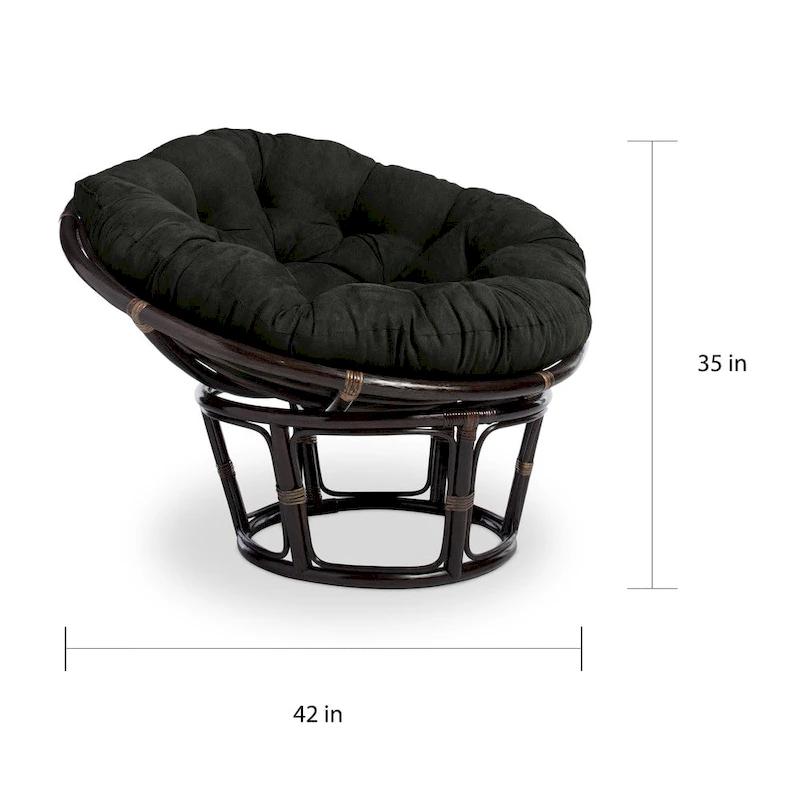 Bali 42-inch Rattan Papasan Chair with Microsuede Cushion