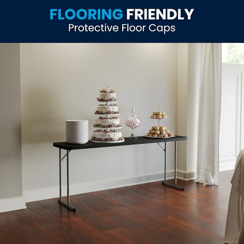 6-Foot Rectangular Granite White Plastic Folding Training Table