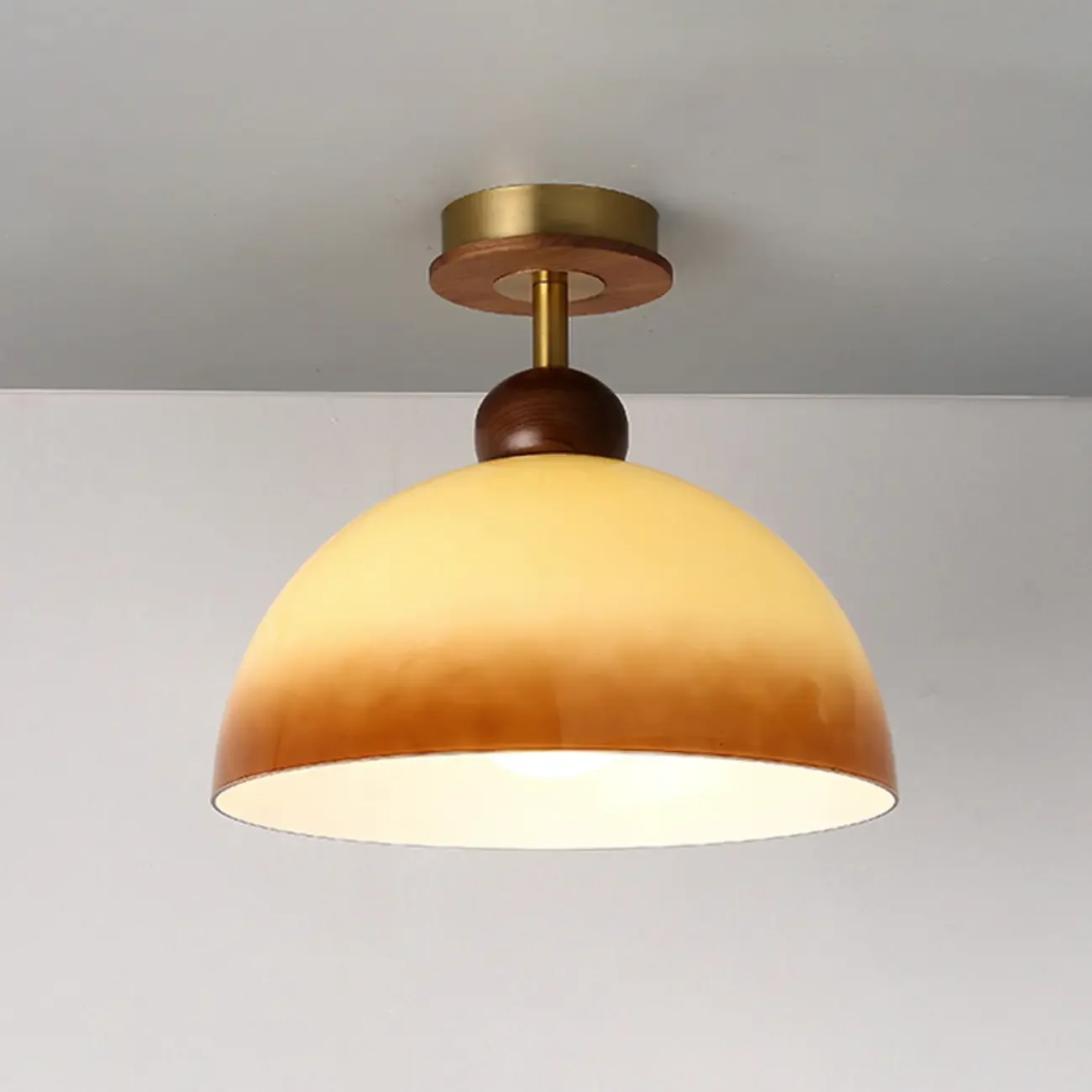 Caramel Gradient Glass Dome Semi Flush Ceiling Light