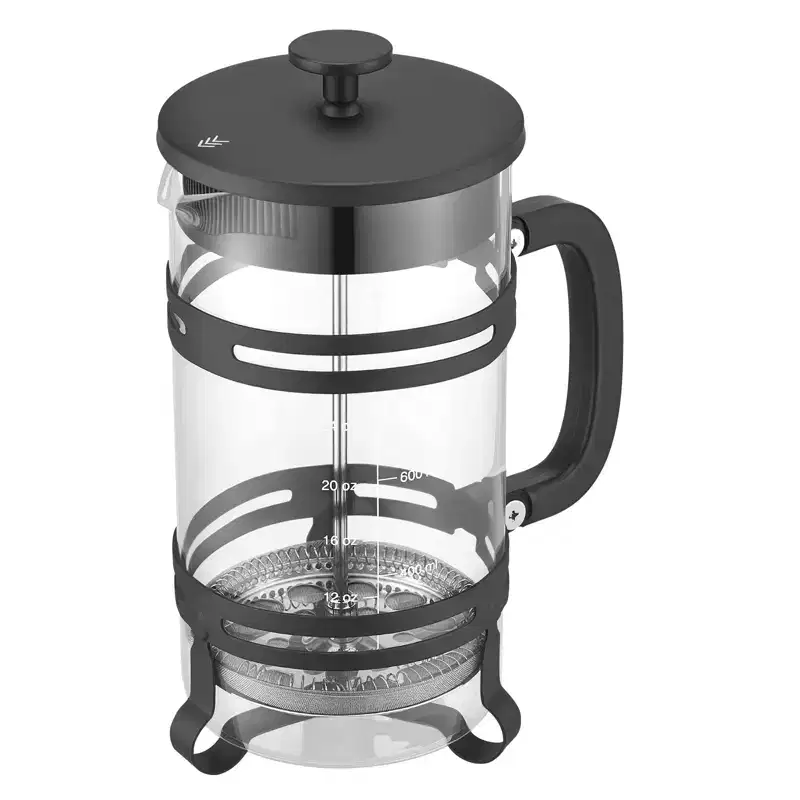 VEVOR French Press Coffee Maker, 34 Ounce 1 Liter Borosilicate Glass Coffee Press Tea Maker with Stainless Steel Filter, Black