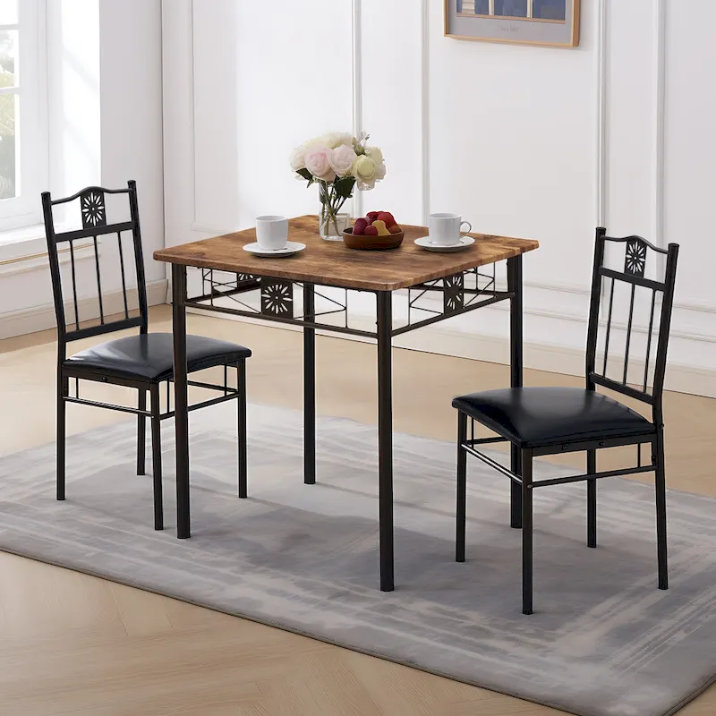 VECELO 3/5-piece Mid-century Dining Table Set with Upholstered Chair