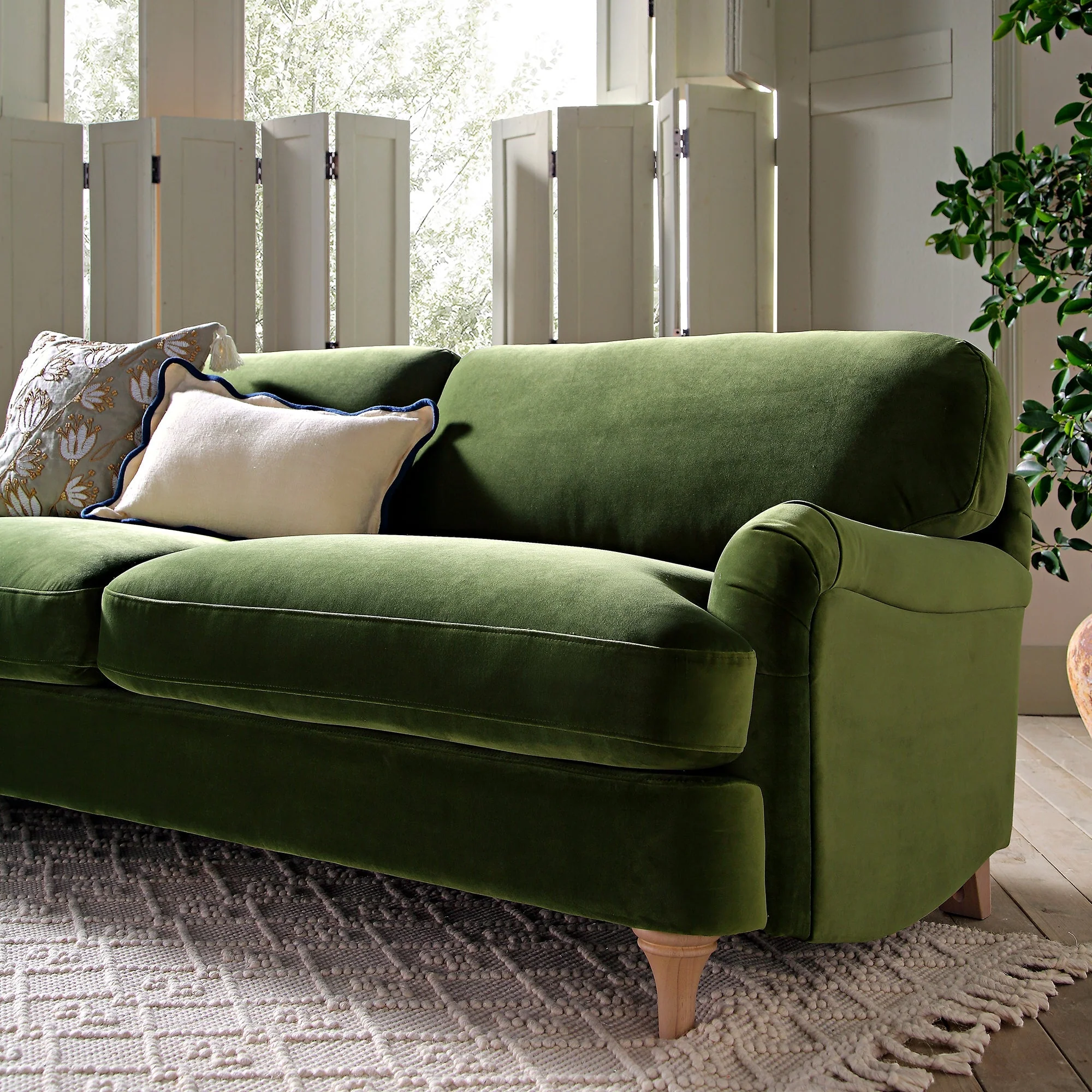 Fern Green Velvet Sofa, 3-Seater