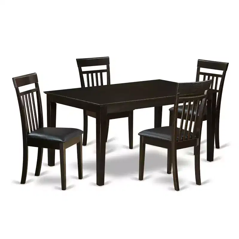 HomeStock 5-Pc Cappuccino Solid Wood Top - Dining Room Set - Seats 4