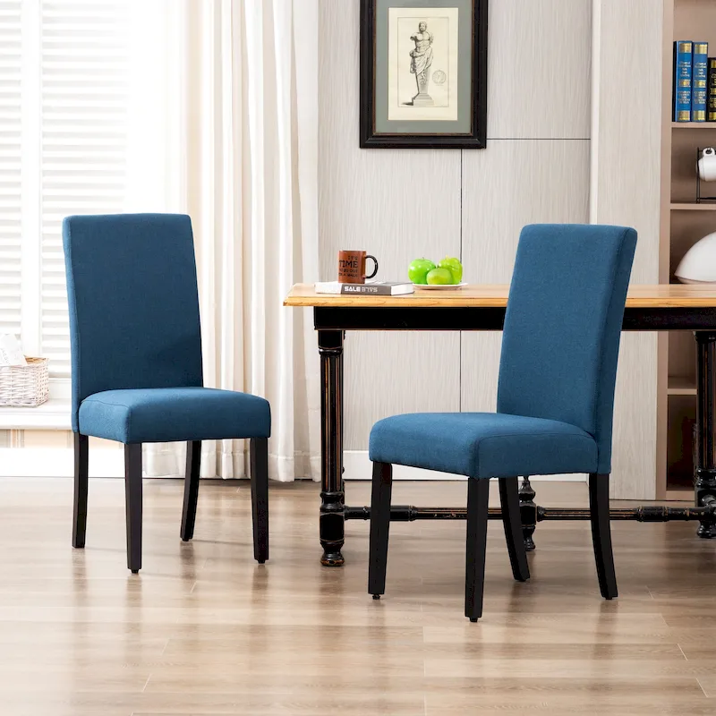 Grandview Upholstered Linen Fabric Dining Chair (Set of 2)