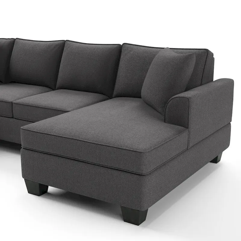 110*86 Sectional Sofa Upholstered Modern English Arm Classic U-shaped Sofa 3 Pillows Included