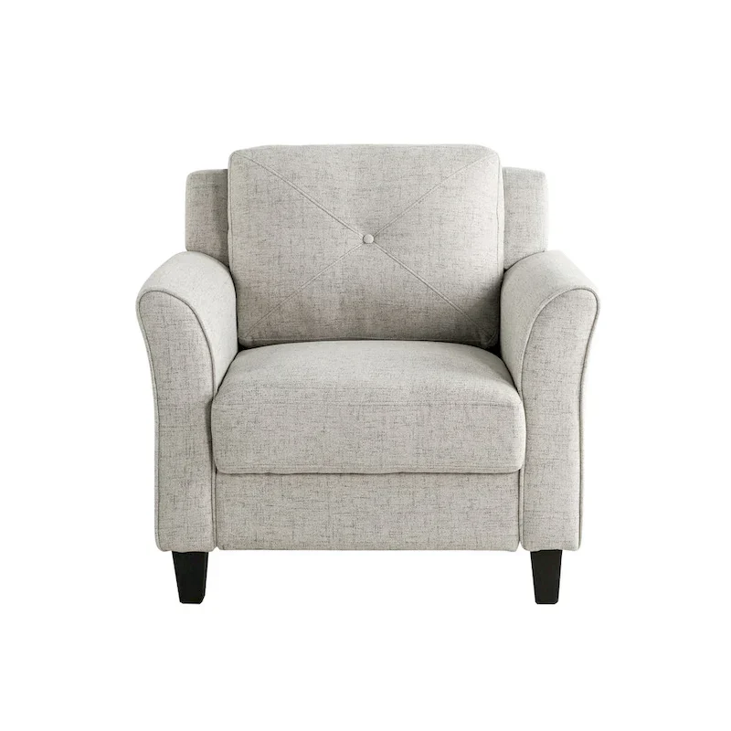 Tufted Microfiber Accent Chair - Single Seat with Curved Arms