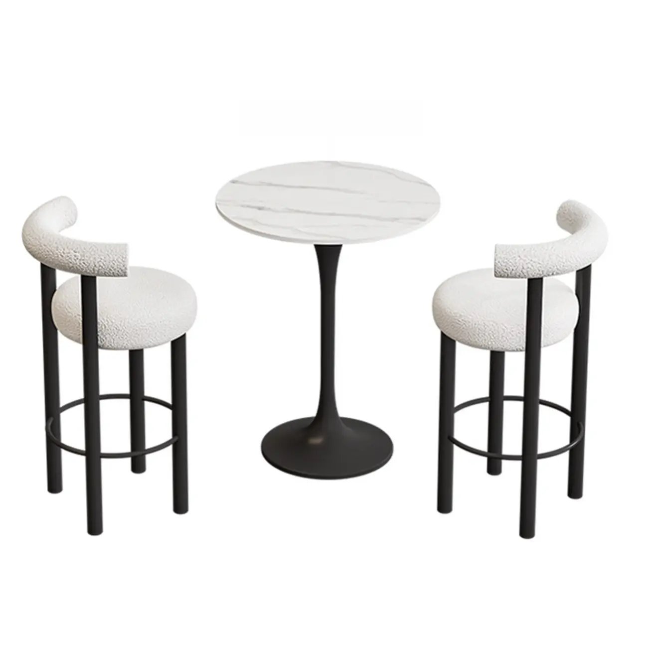 Modern Black Round Upholstered Bar Stool