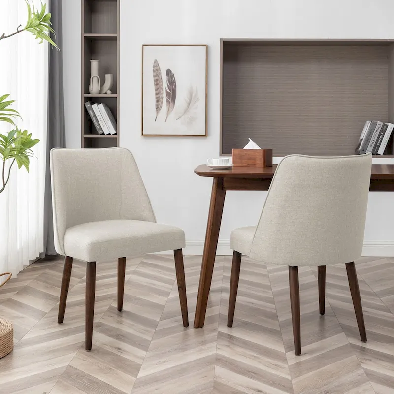 Nev Fabric Dining Chairs with Wooden Legs