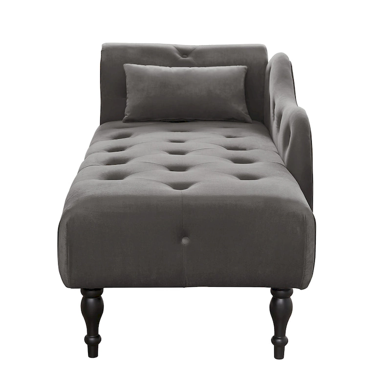 60.6 Velvet Upholstered Button Tufted Chaise Lounge Chair with Nailheads
