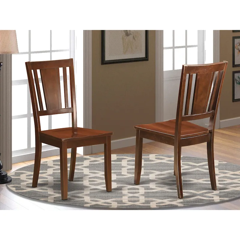 East West Furniture Dudley Dining Room Chairs - Slat Back Chairs, Set of 2, Mahogany (Seat Options)