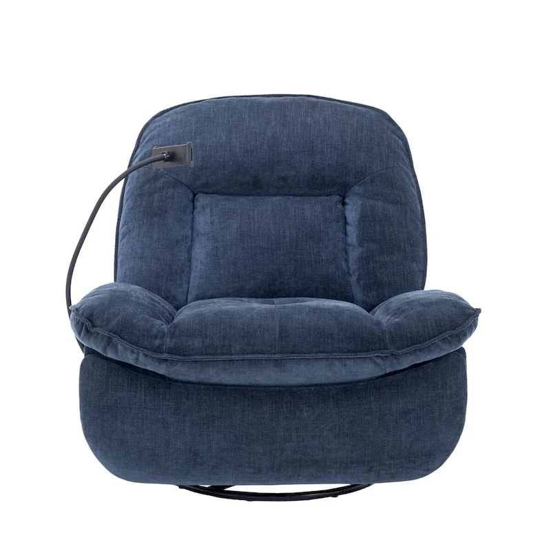 Bronzing fabric swivel recliner with mobile phone bracket