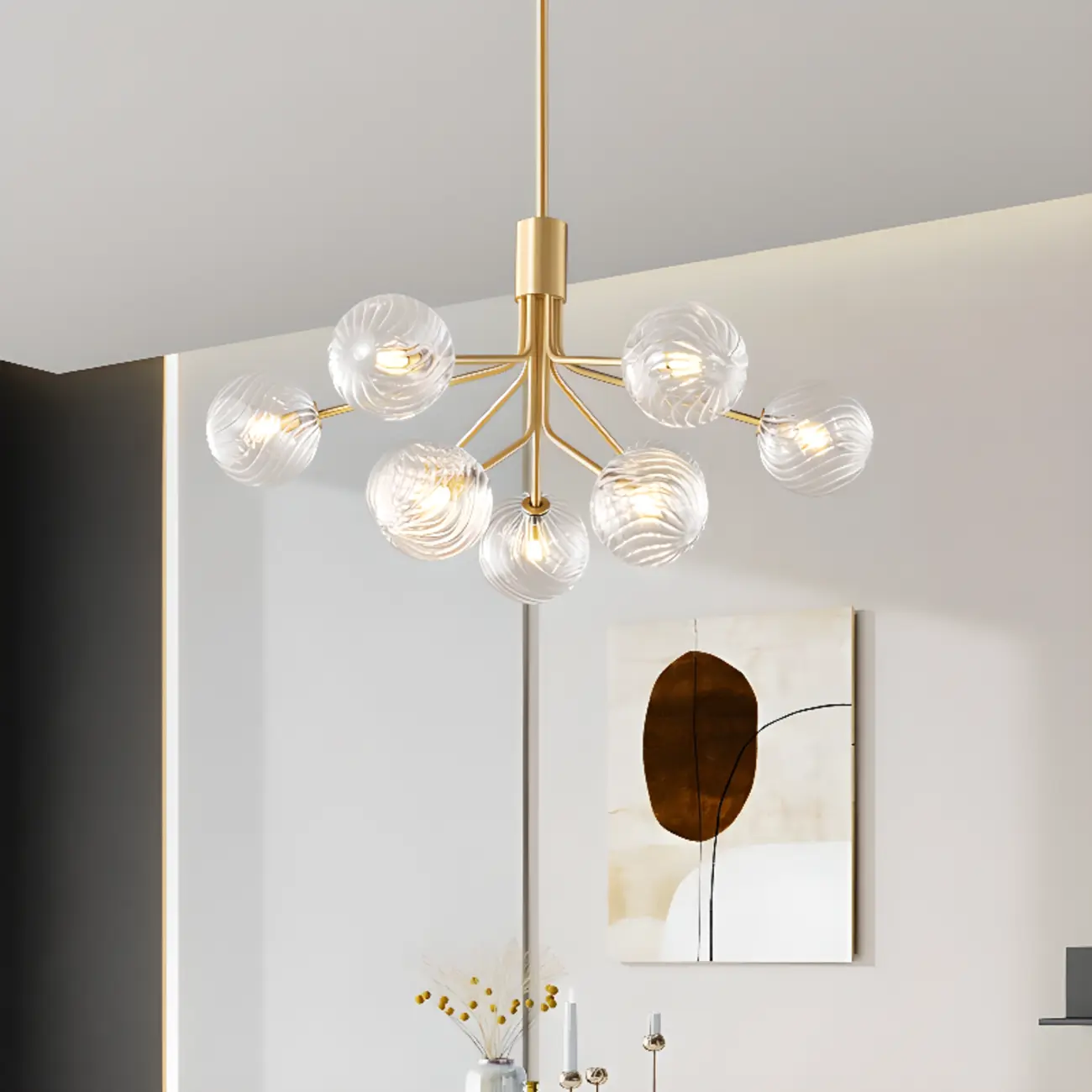 2-Tier Modern Globe Chandelier Adjustable Hanging Length