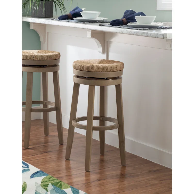 Maya Backless 31-Inch 360-Degree Swivel Bar Stool with Seagrass Seat
