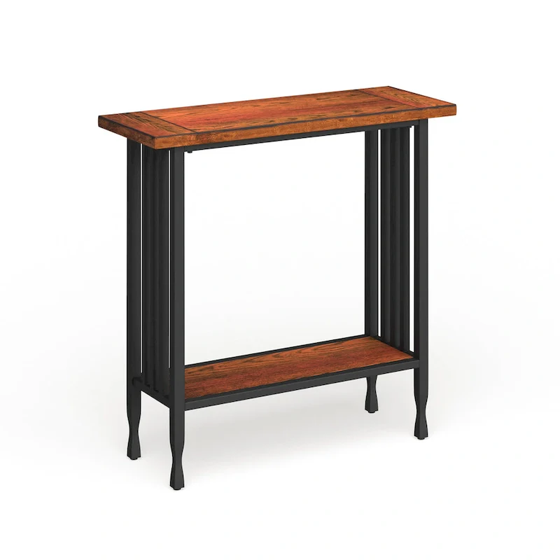 Leick Home Peter Matte Black Slatted Mission Oak Hall Stand