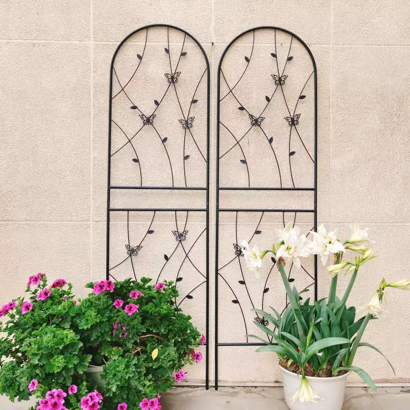 MAYEERTY 2-Pack 71x19.7in Metal Garden Trellis - Rustproof, Butterfly Decoration Black, for Outdoor Climbing Plants