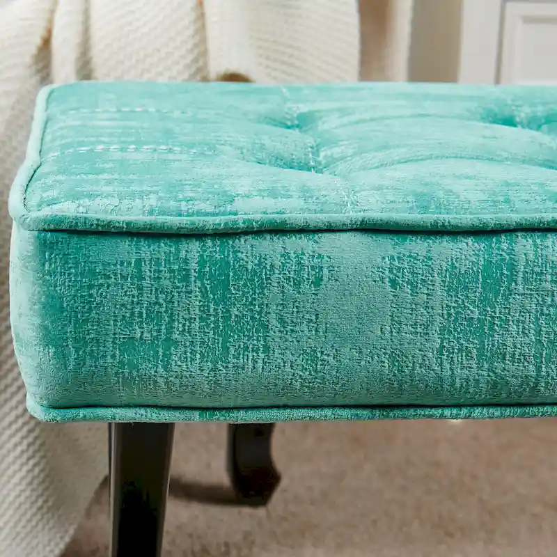 Textured Velvet Ottoman Vanity Stool 18X18X17