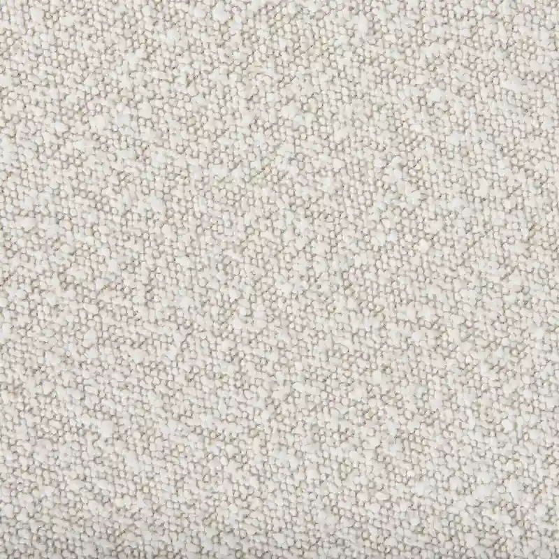 Amelia Cream Boucle Fabric with Black Metal Frame Round Ottoman