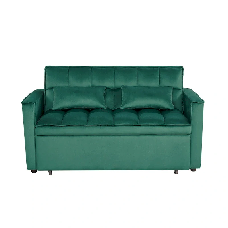 Modern Convertible Futon Sofa Bed,Adjustable Backrest,Armrest Holders