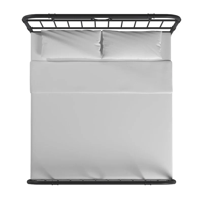 Metal Bed Frame - Black - Curved Headboard and Footboard