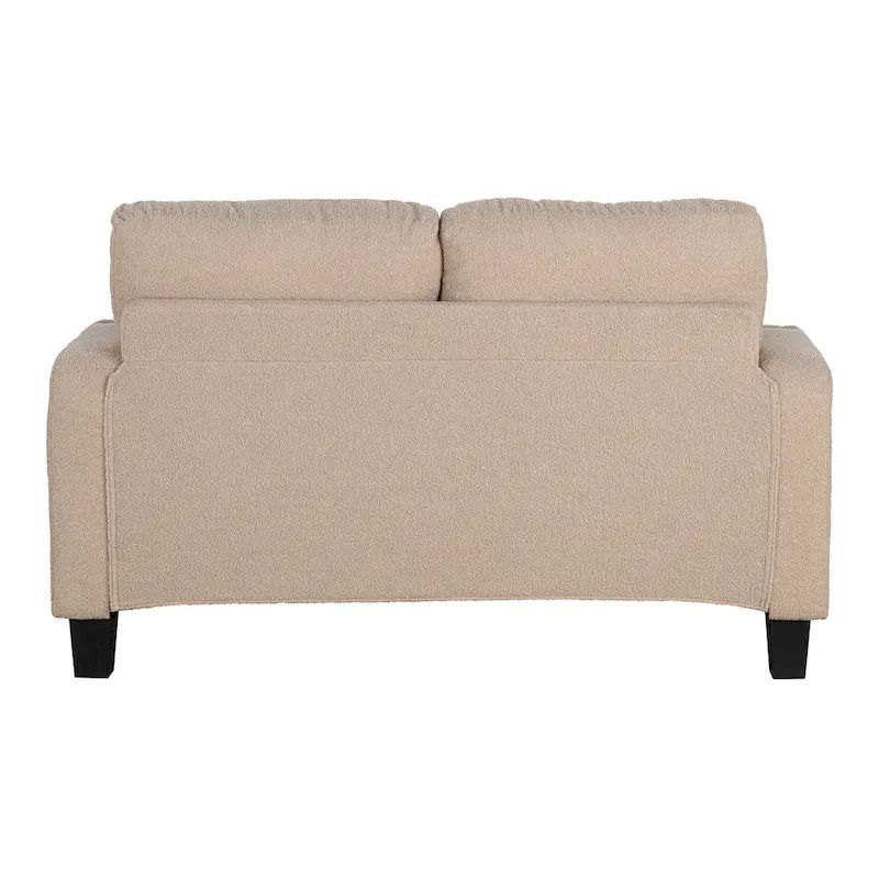 61 Small Beige Loveseat Sofa with 2 Pillows and Cup Holder