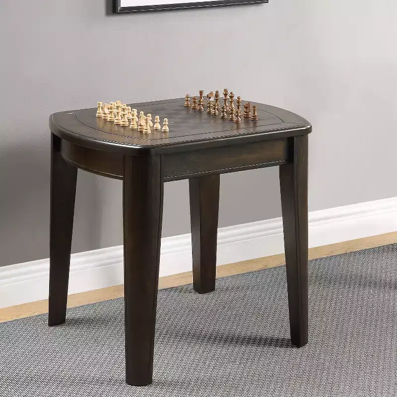 Dark Walnut Square Reversible Chess End Table – 2 Players