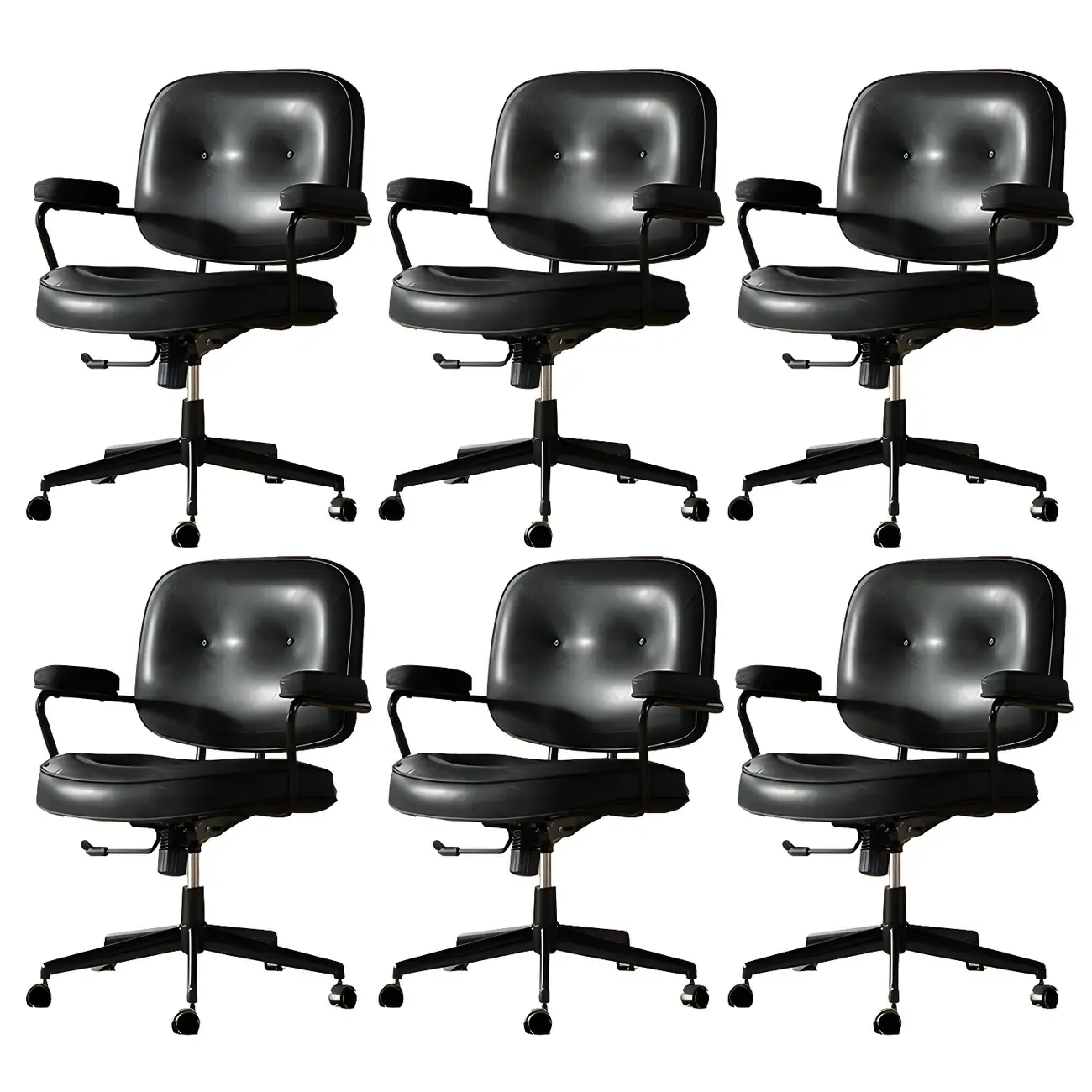 Industrial Leather Upholstered Height Adjustable Swivel Office Chair