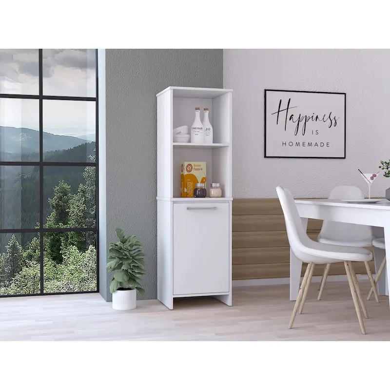 Pantry Cabinet with Single Door and Four Shelves