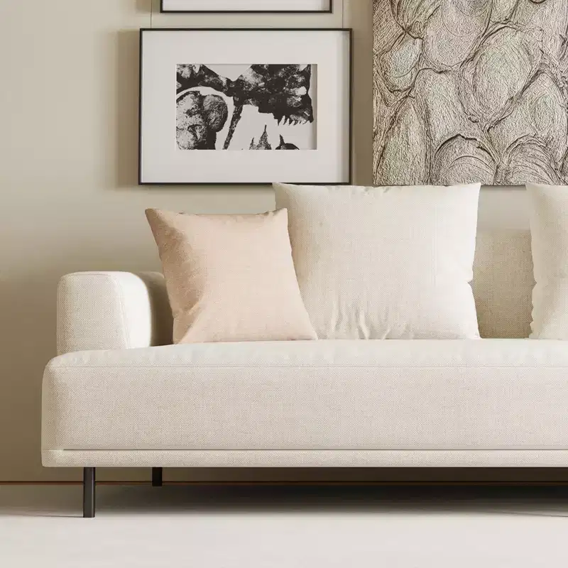 Luck Live Modern Breathable Cotton-Linen Fabric Sofa, couch,Solid Wood Frame, High-Elastic Sponge Seat Cushion Light Beige