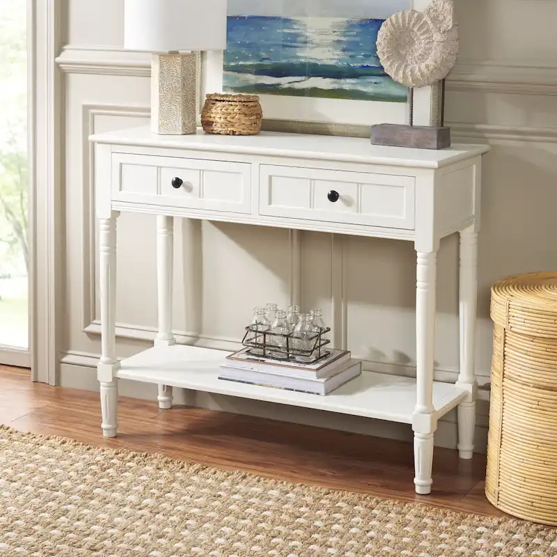SAFAVIEH Camilla Grey 2-Drawer Console Table - 35.8 x 13.8 x 29.5 - 36Wx14Dx30H