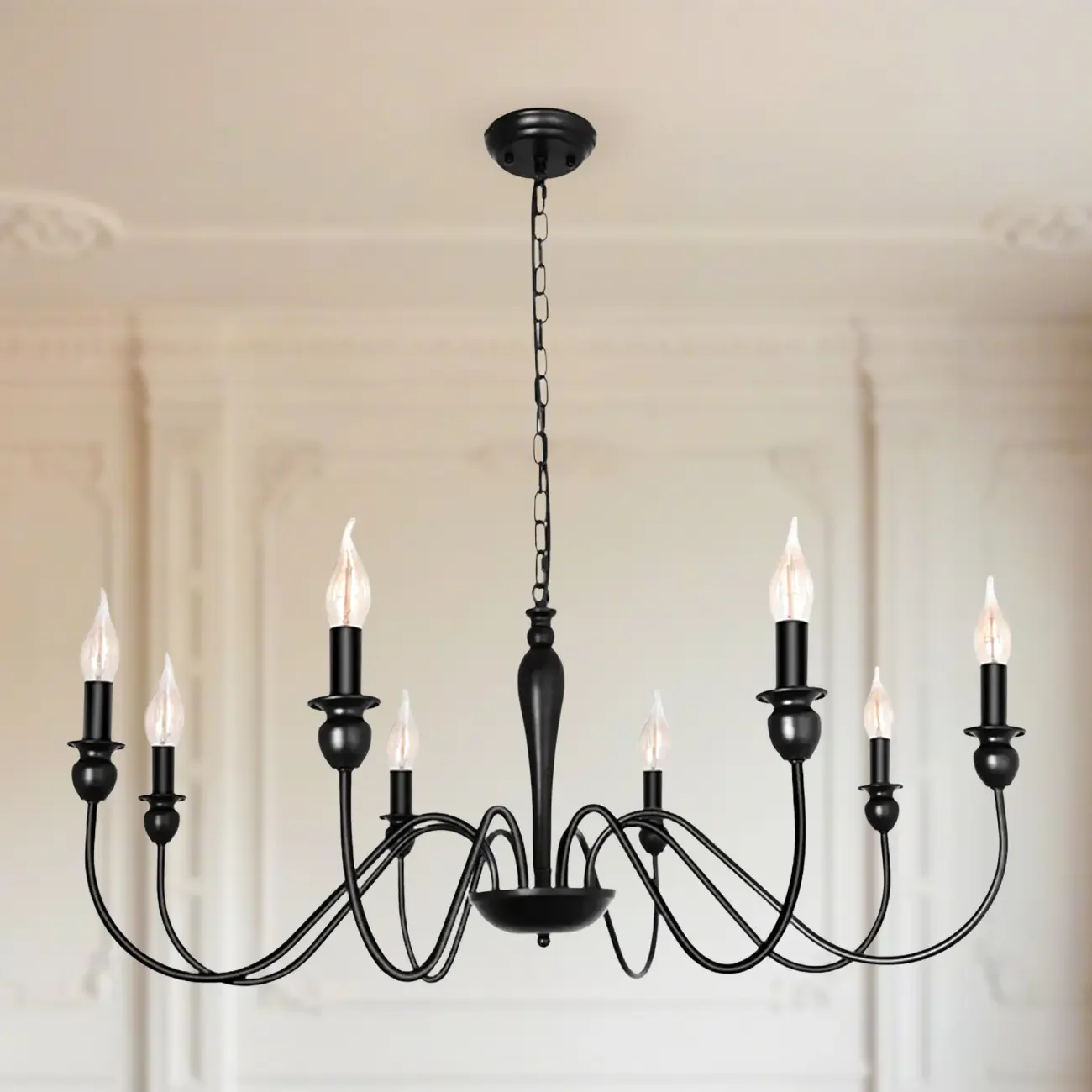 Industrial Black Chandeliers at Home with Adaptable Height