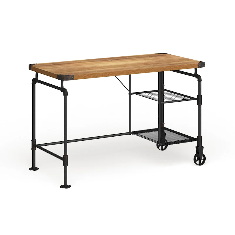Industrial Black 47-inch Metal Computer Desk