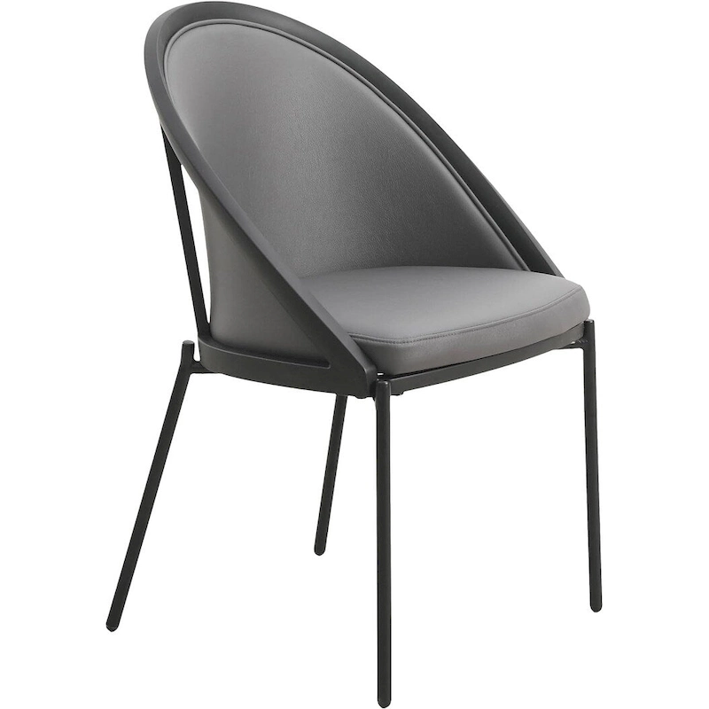 Urbane Upholstered Faux Leather Dining Chair with Powder Coated Steel Legs by LeisureMod