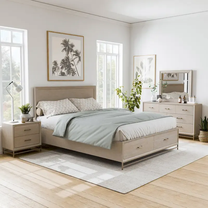 Furniture of America Drayden Transitional Oak Solid Wood 4-Piece Bedroom Set