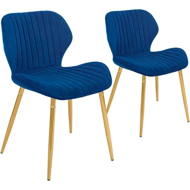 Modern Upholstered Dining Chairs with Metal Legs, Set of 2, Brown