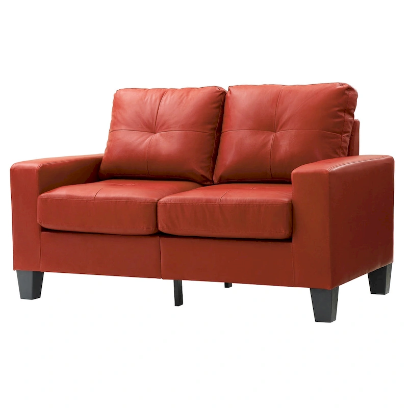 Newbury 58 in. W Flared Arm Faux Leather Straight Sofa - 32L x 58W x 36H