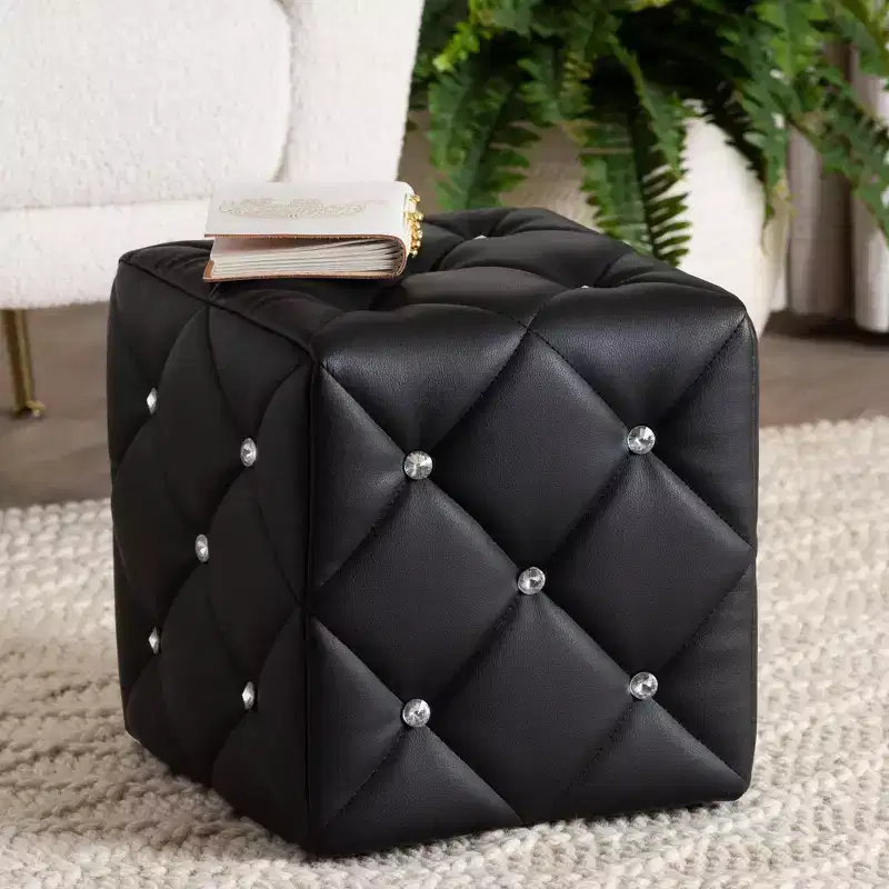 Stacey Modern and Contemporary Faux Leather Upholstered Ottoman - Baxton Studio