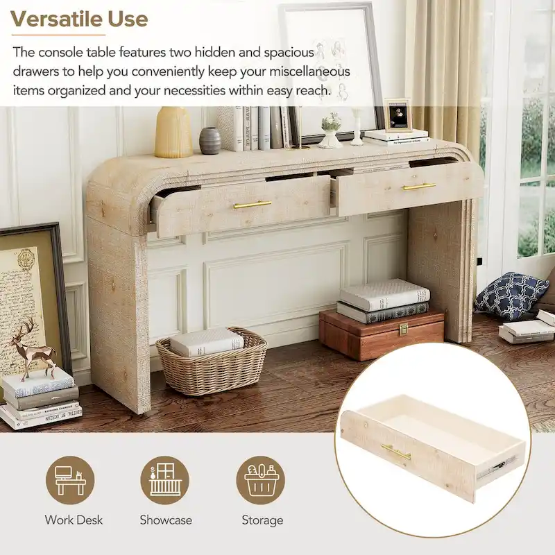 Nestfair Unique Retro Silhouette Console Table with Two Drawers