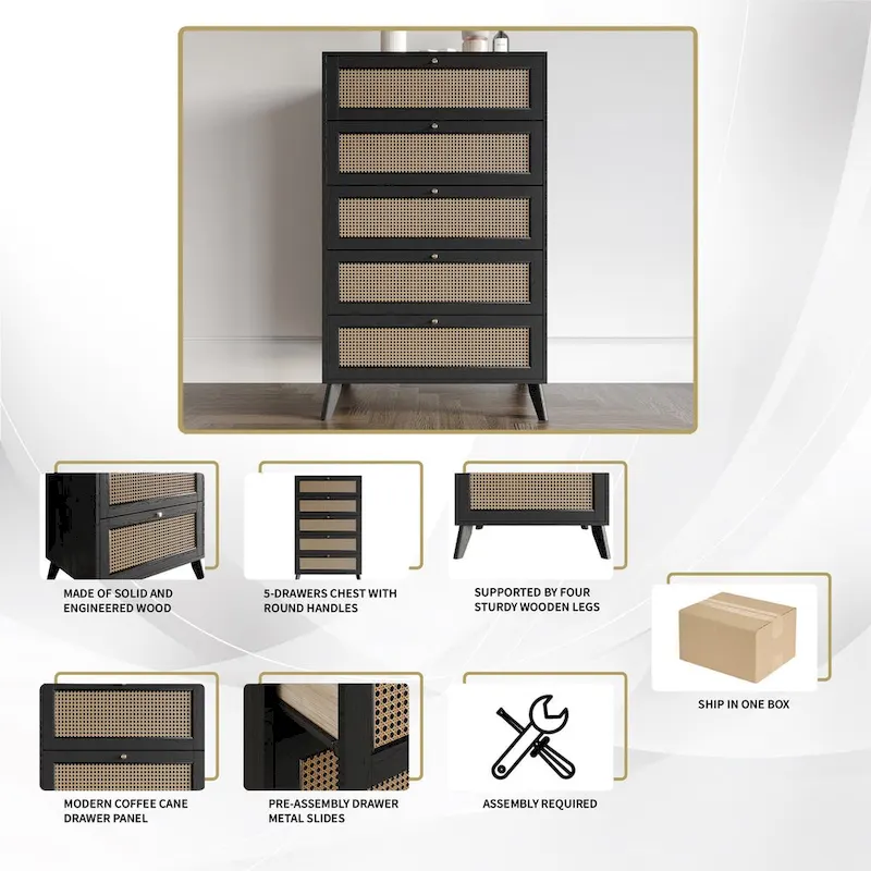 Mid-Century Modern Black Chest