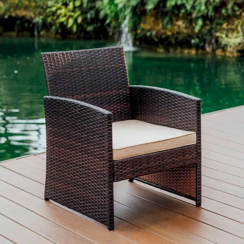 Nestl 3 Piece Patio Furniture Wicker Conversation Set