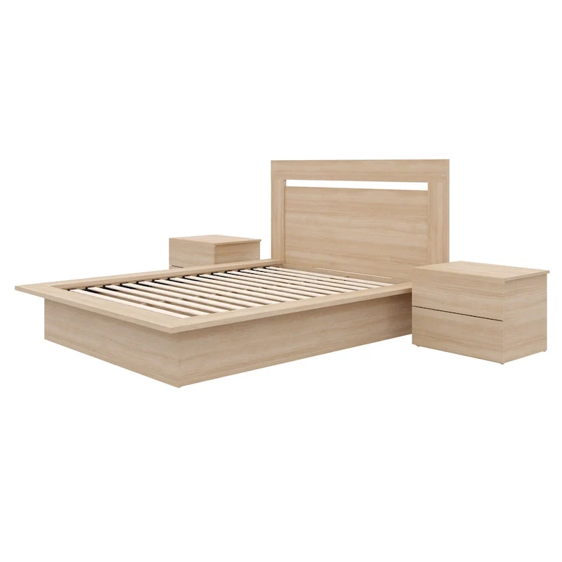 Malibu 4-Piece Bedroom Set with Bed, Headboard, and 2 Nightstands