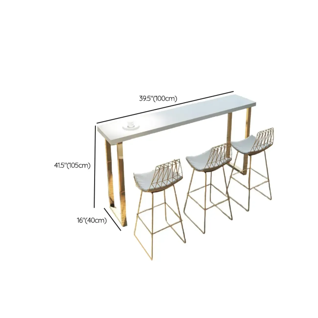 Lavish White Wood Gold Metal Sled Bar Tables