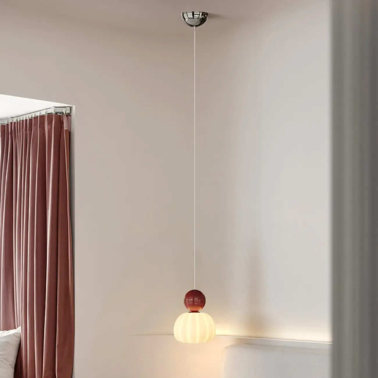 Cream Enclosure Pendant Light in Mini Size for Bedroom