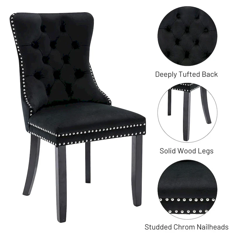Luxury Upholstered Velvet Dining Chair with Solid Wood Legs