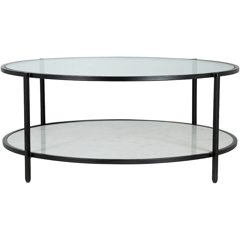 Alecsis Glass Round Coffee Table - 14H x 36W x 36D