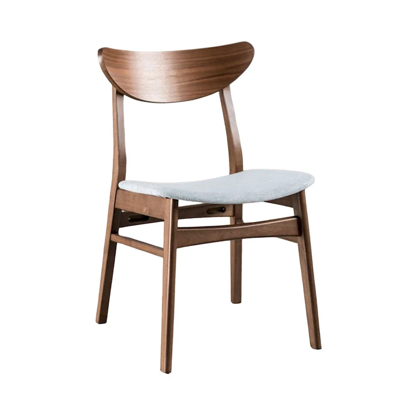 Set of 2 Upholstered Dining Side Chairs – Walnut Brown & Gray, Modern Kitchen Chair