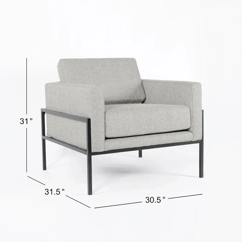 Modern Upholstered Club Chair, Camel/Grey/Blue/Brown, Metal Frame, Single