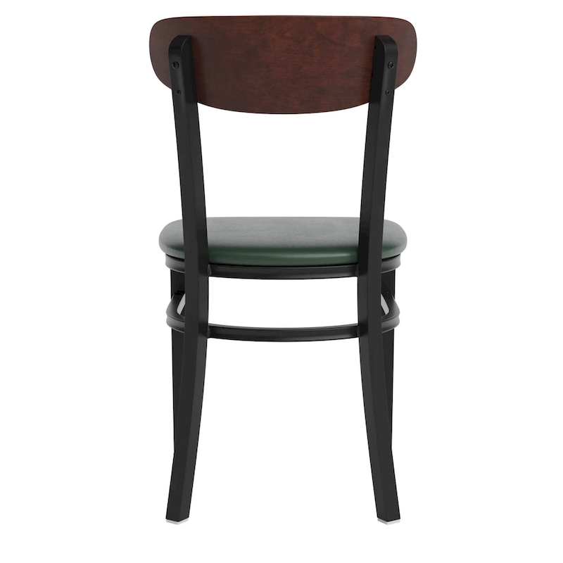 Commercial Metal Dining Chair with Wood Seat and Boomerang Back