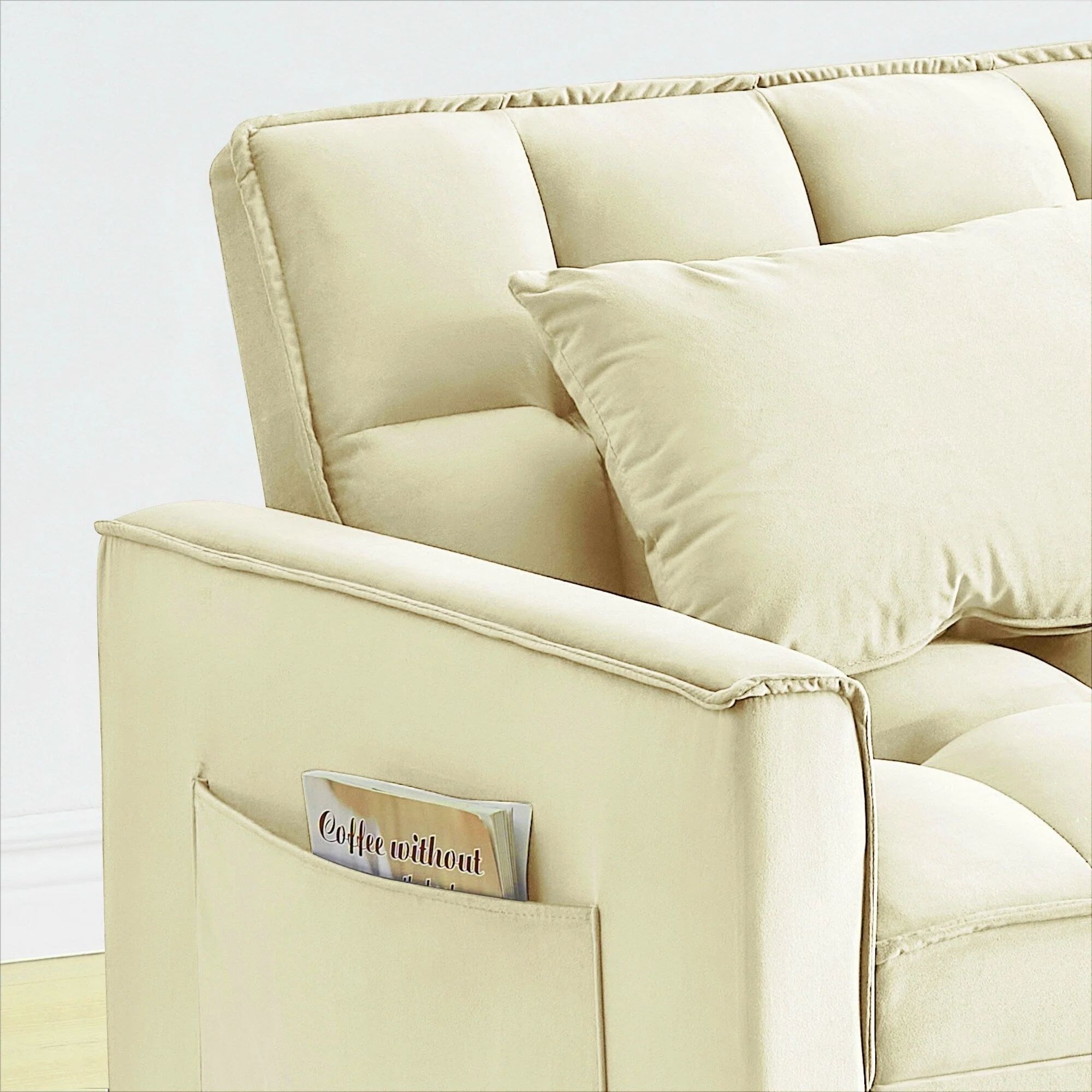 Convertible Sofa Bed with Adjustable Back and Wheel