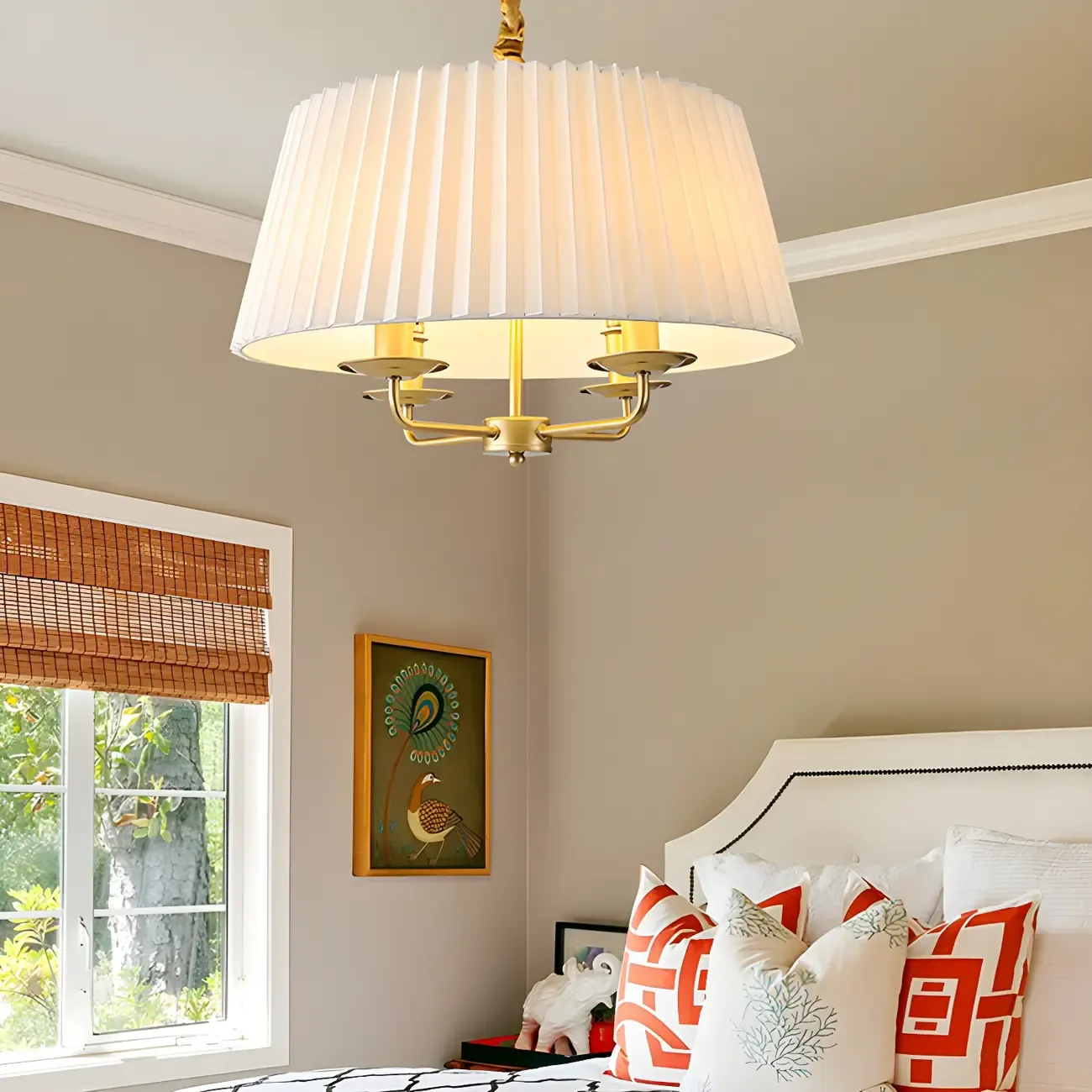 Adjustable Classic Metal White Drum Chandelier